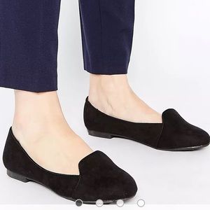 NWT New Look Suede-Look Smoking Slipper Loafers Flats - Women’s 6.5 / 37, Black